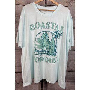 Cato Women’s Graphic Print Tee Crew Neck Short Sleeve Teal Size 18/20W NWT